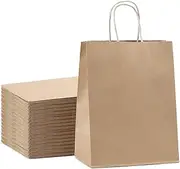 50 Pieces Kraft Paper Bags Craft Shopping Takeaway Gift Bag Carrier Bags with Handles for Party Favor, Packaging, Customization, Carry Retail Merchandise Wedding (Brown 2, M)