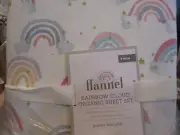 Pottery Barn Kids organic flannel Rainbow Cloud sheet set twin New w tags