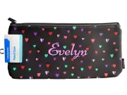 New Personalised Cute Hearts Print Zip Medium Single Zip Pencil Case 15.5 x 33cm