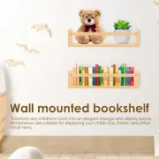 2Pcs Wood Floating Wall Bookshelf Wall Mounted Storage Rack Easy to Access leqDj