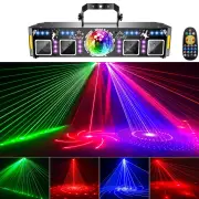 Elfeland 5-in-1 Stage Party Light DJ Disco Light with 120 Light Patterns LED Par Magic Ball, UV Blacklight & Gold Strobe