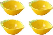 Mozacona 4pcs Ceramic Appetizer Plates Lemon Shape Side Dishes Seasoning Plates