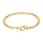 9ct Yellow Gold Silver Filled 19cm Fancy T-Bar Bracelet