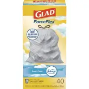 Glad 78361 24" x 27.38" 13 gal Trash Bags - White Fresh Clean Scent (240/CT) New
