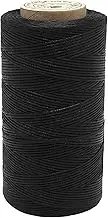 Waxed Thread, 328 Yards 150D 1MM Leather Sewing Waxed Thread for Leather DIY, Bookbinding, Shoe Repairing, Leather Projects (Black)
