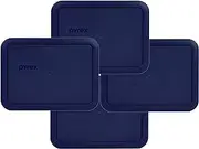 [Pyrex] 7210-PC 3 Cup Blue Rectangle Plastic Lid - 4, Blue