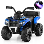 Costway 6V Ride On ATV Multifunction Electric Toy Car w/Music USB Port & Anti-slip Tires Bench Vehicle Gift Blue