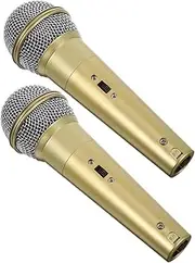 SUPVOX 2pcs Simulation Microphone Model Fake Microphone Cosplay Props Stage Props Music Studio Decor Fake Mic Costume Golden Plastic