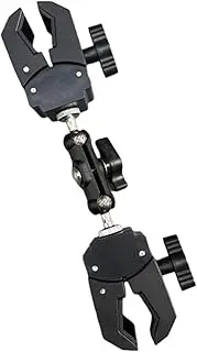 AsrMyjcx Double Head Clamp Pole Clamp Camera Mount Non-Slip Stable Plier Clip Bracket Rotation Arm for Cycling Bike Handlebar, 22cm