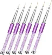WRITWAA 6Pcs Nail Art Brushes Dual Ended Pull Line Pens for Easy Nail Design Painting for Home DIY Professional Salon Use Durable Comfortable Grip