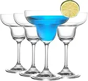 Hand Blown Margarita Glasses Set of 4, 10 Ounce Crystal Cocktail Glass, Martini, Clear Daiquiri, Classic Drinking Glass, Elegant Glassware for Margaritas, Pina Coladas