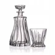 Aurum Crystal AU52116, Crystal Whiskey Decanter & 2 Tumblers, Bourbon Set