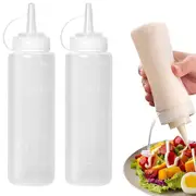 8oz Food Grade Plastic Squeeze Condiment Bottles with Cap for Sauce Bottle Seasoning Dispensers (2pcs)