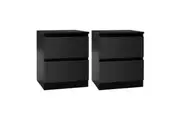 Artiss 2x Bedside Table 2 Drawers - PEPE Black
