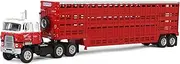 First Gear International TranStar COE and 45' Wilson Vintage Livestock Trailer Koppes Truck Line Red and White 1/64 Diecast Model by DCP 69-2028