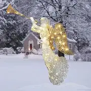 Creative Luminous Angel Decoration Statue,Acrylic Christmas Ornament,Luminous Angel Blowing The New Year Horn Garden Decoration for Outdoor Garden Yard Art Decoration