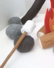 Play Felt Marshmallows on a Stick Set of Two Eco Friendly Pretend Play Food
