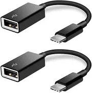 Black 2 Pack USB C to USB 2.0 Adapter Type-C OTG Cable FLEAVER Type C Male to USB A Female Adapter Compatible with Pro/Air 2019 2018 2017, Samsung Galaxy S20 S20+ Ultra Note 10 S9 S8
