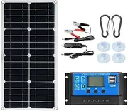 20W Solar Panel Kit Portable Power RV Monocrystalline Boat Flexible Battery 12V