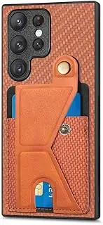 Kickstand Wallet Phone Case for Samsung S23 Ultra S22 Plus S21 Note20 A54 A14 A34 A23 A52 Magnetic Holder Cover,Brown,for Galaxy S21