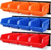 12-Piece Wall Mount Bins Set, Parts Storage Tool Organizer Rack 12 Plastic Box 3