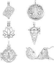 [SUNNYCLUE] 10Pcs Cage Pendants Brass Locket Charms Chime Ball Pendant Bulk Antique Bronze Cage Charms for jewellery Making Hollow Perfume Diffuser Charm Necklace Keychain Supplies Adult DIY Art Craft