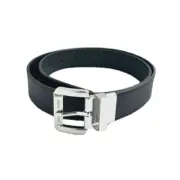 MICHAEL KORS Twist Reversible MK Logo BLACK To BLACK Belt Silver Buckle Size M