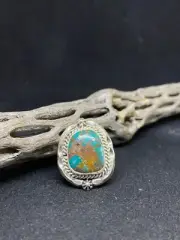 Native American Navajo Pilot Mountain turquoise sterling silver ring size 8