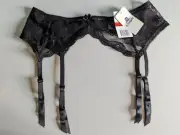 NWT Y2K B.Tempt'D Womens P/S Flower Lace Garter Belt Black by Wacoal SUPER HOT