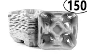 150 Pack Pulp Fiber 4 Cup Drink Carrier Tray Biodegradable Stackable Compostable