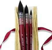 Artway Synthetic Quill Quill Watercolour Mop Brush - Ideal for Watercolours and Inks - Set of 3 (2/5/8), Brown