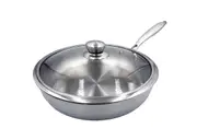 30/32cm Stainless Steel Deep Frypan With Lid, 18/10 Frying Pan, Cookware, SUS316
