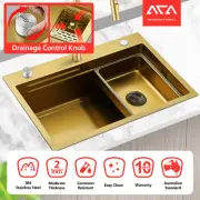 Kitchen Sink Drainage Control Topmount Detachable Colander Nano Gold Overflow