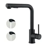 Decaura WELS Kitchen Mixer Taps L-shape Pull Out Laundry Mixer Tap 360 Swivel Sink Faucet 2-Mode Sprayer Lead-free (Matt Black)