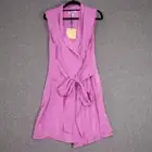 NEW Unique 21 Womens Wrap Dress Size 12 Shiny Pink Mini Shirt Dress Tie Belt