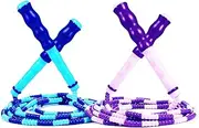 GrueGard Children's Skipping Rope, 2 Beaded Jump Rope, Tangle-Free, 2.8 m Adjustable Rope Skipping for Children 6 7 8 9 10 Years & Adults Under 1.8 m