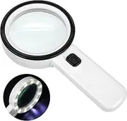 MOTHNUR Handheld Illuminated Magnifier with LED Light Double Lens for Detailed Work Portable Jewelry Magnifier for Seniors for Reading Coins and Electronics