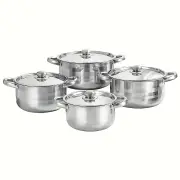 NNETM Premium 8-Piece Stainless Steel Pot Set - Heavy-Duty