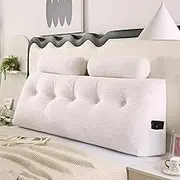 Triangle Pillow, Corduroy Wedge Pillow, Triangular Headboard Wedge Backrest Positioning Support Bed Rest Reading Pillows, with Neck Pillow, Removable Cover (6 200X50cm)