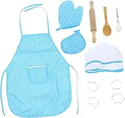LABRIMP 11pcs Children Chef Set Includes Aprons Chef Hat and Protective Sleeves for Cooking