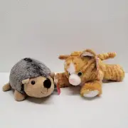 Aurora World Plush Flopsies - Molly Orange Tabby Cat Kitten & Howie Hedgehog