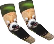 [FHEDVBN] Little Red Panda Animal Arm Sleeves Compression Arm Covers for Men Women Outdoor Sun Sleeves Cooling Sports Sleeve, Black