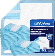 SOFYFINE Disposable Bed Pads 30 x 36 in (25 Count), Extra Large Thicken Hospital Underpads for Incontinence, Heavy Absorb Chucks Pads for Adults, Kids, Babies and Puppy