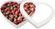 Empty Heart Shaped Gift Box with Window Lid, Cardboard Storage Box for Sweets and Flowers (White)