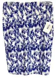 New LuLaRoe Cassie Pencil Skirt Stretch XL Blue Geometric Pull On Women LL4G