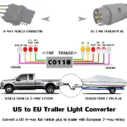 Trailer Connector Light Converter USA 4 Pin to EUR 7 Pin Adapter Stop/Brake Signal Separating Trailer Light Converter