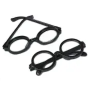 U. S. Toy Round Frame Wizard Lensless Black Halloween Plastic Glasses, One-Si...