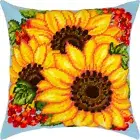 DIY Needlepoint/Tapestry Pillow Kit "Sunflowers and viburnum" 16x16 in / 40x40