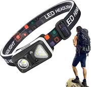 Rechargeable Headlamp - Motion Sensor Headlight,LED Headlight for Camping, Portable Headband for Camping, Hiking Gear, Walking