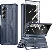 for Samsung Galaxy Z-Fold-6 Case: Slim Hinge Stand Case with Screen Protector S Pen Holder - Support Wireless Charging - Soft Full Body Protective Phone Cover for Z Fold6 5G 2024 Blue